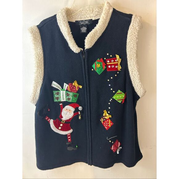 Crystal Kobe xl Christmas Zipper Vest Santa - Picture 1 of 8